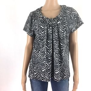 Notations Petite Black White Top ZigZag Size PXL